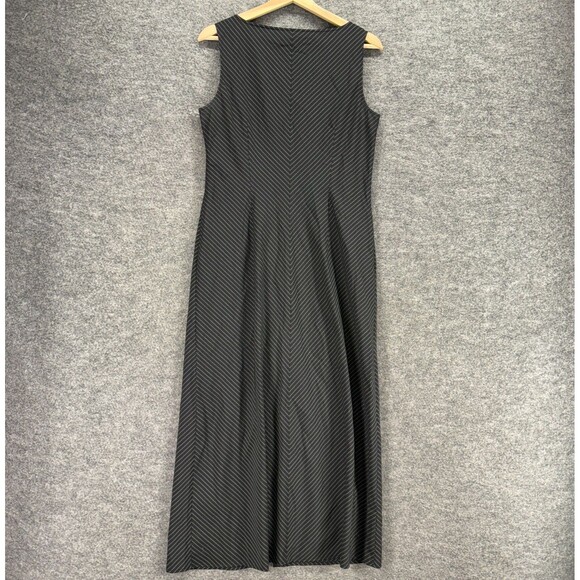Loft Dress Women 8 Black Striped Maxi Long Rayon Sleeveless Round Neck Casual - Picture 2 of 6